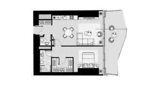 Apartment floor plan, 1 bedroom in ICONIC TOWER No. 11007