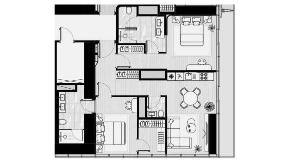 Apartment floor plan, 2 bedrooms in ICONIC TOWER No. 11012 (2D)