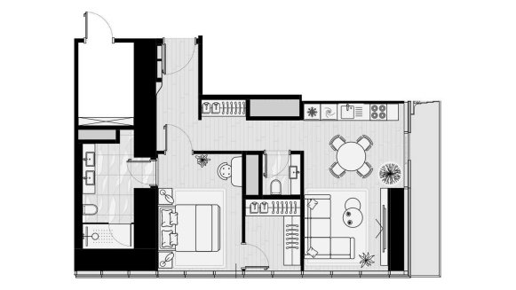Apartment floor plan, 1 bedroom in ICONIC TOWER No. 11014 (2D)