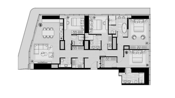 Property floor plan, 4 bedrooms in ICONIC TOWER No. 11018 (2D)